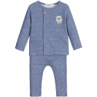 Baby Boys 2 Piece Speckled Blue Trouser Set