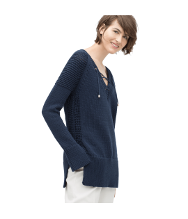 Lace-up V-neck Sweater