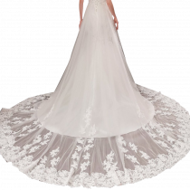 White Strap Ball Gown In Lace Wedding Dress