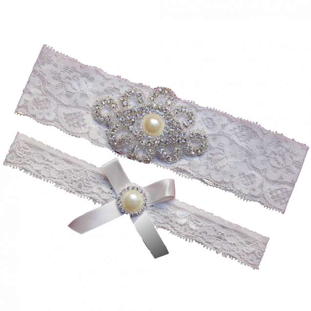 Pearl Vintage Lace Wedding Garter Set