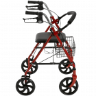 Rollator with Fold Up Removable Back Support Red 