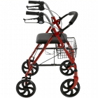 Rollator with Fold Up Removable Back Support Red 