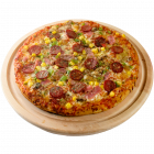 Pizza with meat and corn 