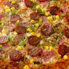 Pizza with meat and corn 