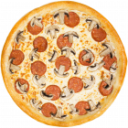 Pizza with mushrooms and sausage