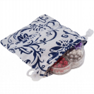 Blue and White Flower Pattern Printed Pouches with Drawstring