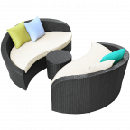 LexMod Twirl Outdoor Wicker Patio 3 Piece Sofa Set
