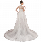 White Removable Sleeveless Ball Gown In Lace Wedding Dress