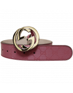 Gucci Women's Pink GG Canvas Interlocking G Buckle Imprime Belt