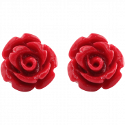 Handcrafted Resin Color Simulated Coral Rose Flower Earring Studs