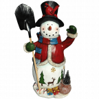 Festive Holiday Snowman Sculpture 20 Inch Hand Painted XMas Decor Vintage Look Keepsake Decoration