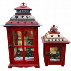 Holiday Candle Holder Lantern with Hand painted Christmas Snowman Decorations