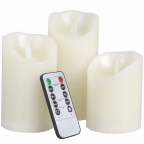 LED Lytes Battery Operated Flameless Unscented Ivory Wax & Amber Yellow Flame Candles with Remote 