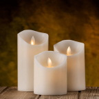 LED Lytes Battery Operated Flameless Unscented Ivory Wax & Amber Yellow Flame Candles with Remote 
