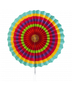 Fiesta Colorful Paper Fans Round Wheel Disc Southwestern Pattern Design for Party