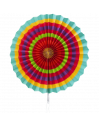 Fiesta Colorful Paper Fans Round Wheel Disc Southwestern Pattern Design for Party