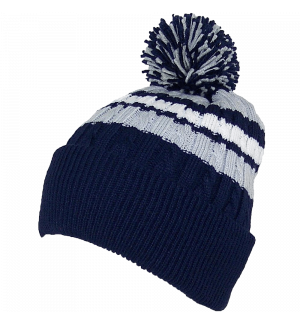 BWH Quality Cable Knit Cuffed Winter Hat W-Large Pom Pom 