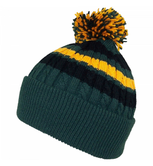BWH Quality Cable Knit Cuffed Winter Hat W-Large Pom Pom 