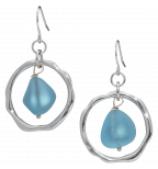 Ocean Waves Sea Glass Earrings Handmade Silver plated Hoop