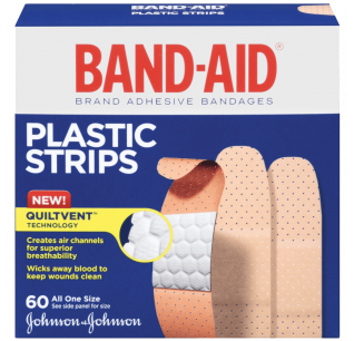 Band-Aid Brand Adhesive Bandages Plastic Strips Assorted 60 Count