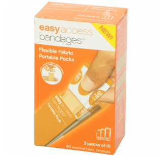 Easy Care Easy Access Bandage Fabric Assorted Large Medium and Junior 30 Count 