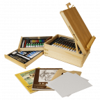 Wood box easel painting set 12 tubes of oil colors