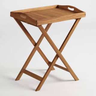 Natural Wood Hyacinth Outdoor Butler Table