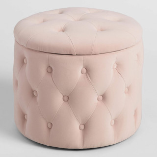 Pastel Tufted Velvet Storage Ottoman