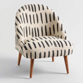 Charcoal Gray And Ivory Dash Print Noemi Tub Chair
