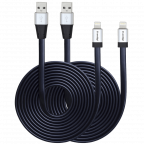 Everdigi(TM)2pcs 10ft Strengthened Extra Long Tangle-free Super Durable USB Charge&Sync Flat Data Cable Cord Wire