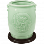Chinese Dragon and Phoenix Celadon Ceramic Vase