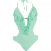 Marina West Women's Fringed Plunge Monokini Swimsuit