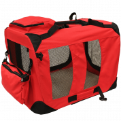 Mool Lightweight Fabric Pet Carrier Crate with Fleece Mat and Food Bag, Medium, 60 x 42 x 42 cm, Red